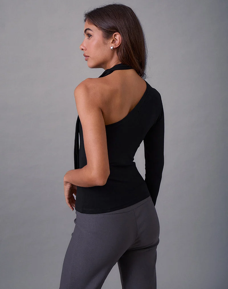 Jayahe Top à une manche en jersey de rayonne noir