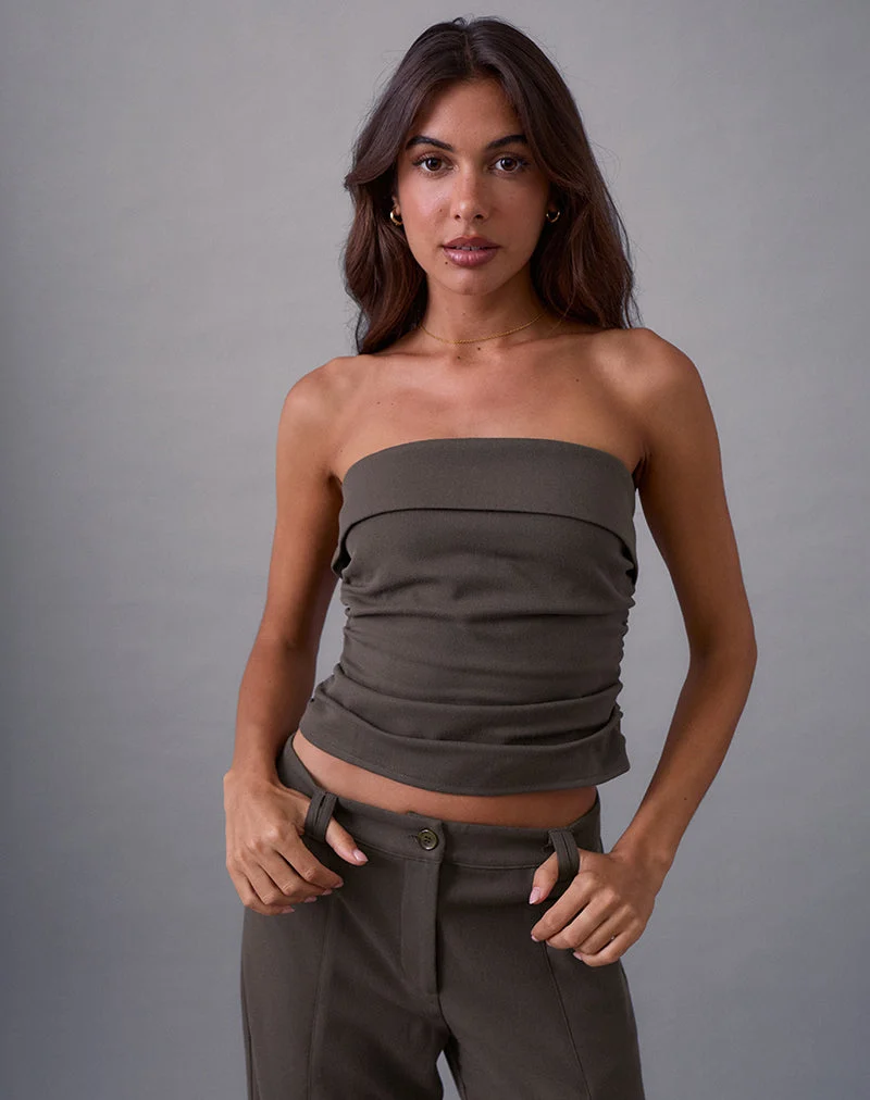 Elzi Corset Top in Tailoring Dark Olive