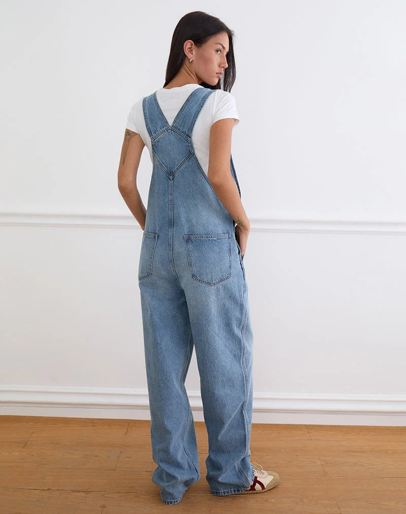 Salopette en jean bleu vif, d'occasion