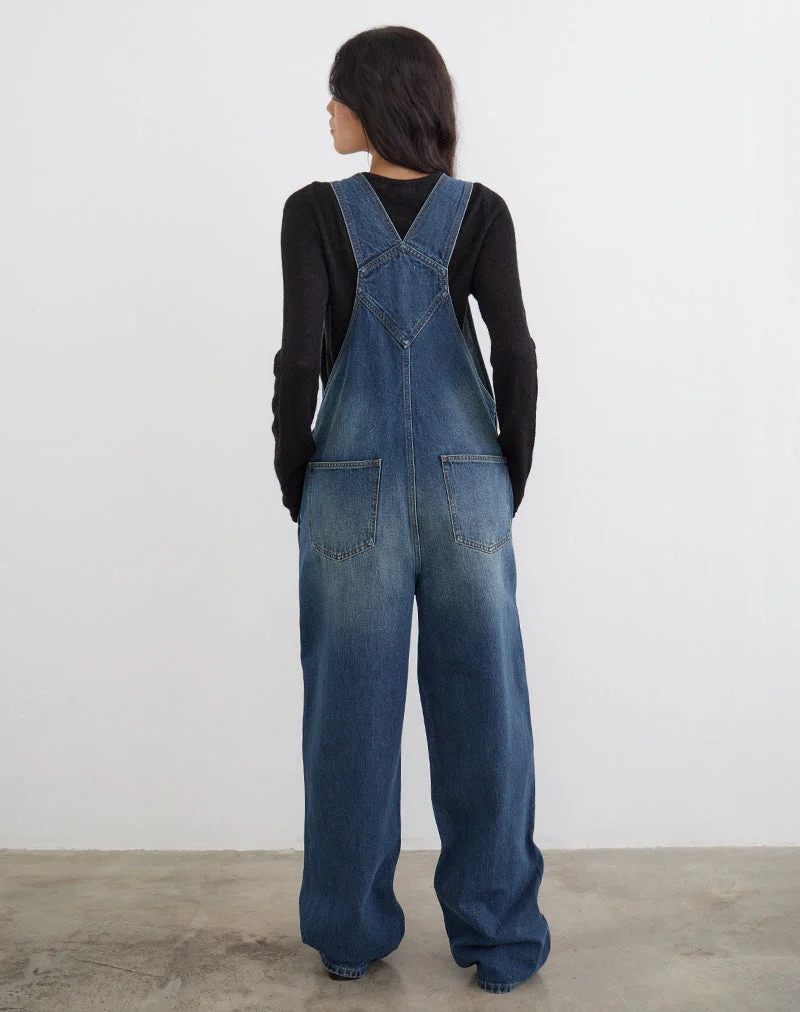 Salopette en jean bleu moyen
