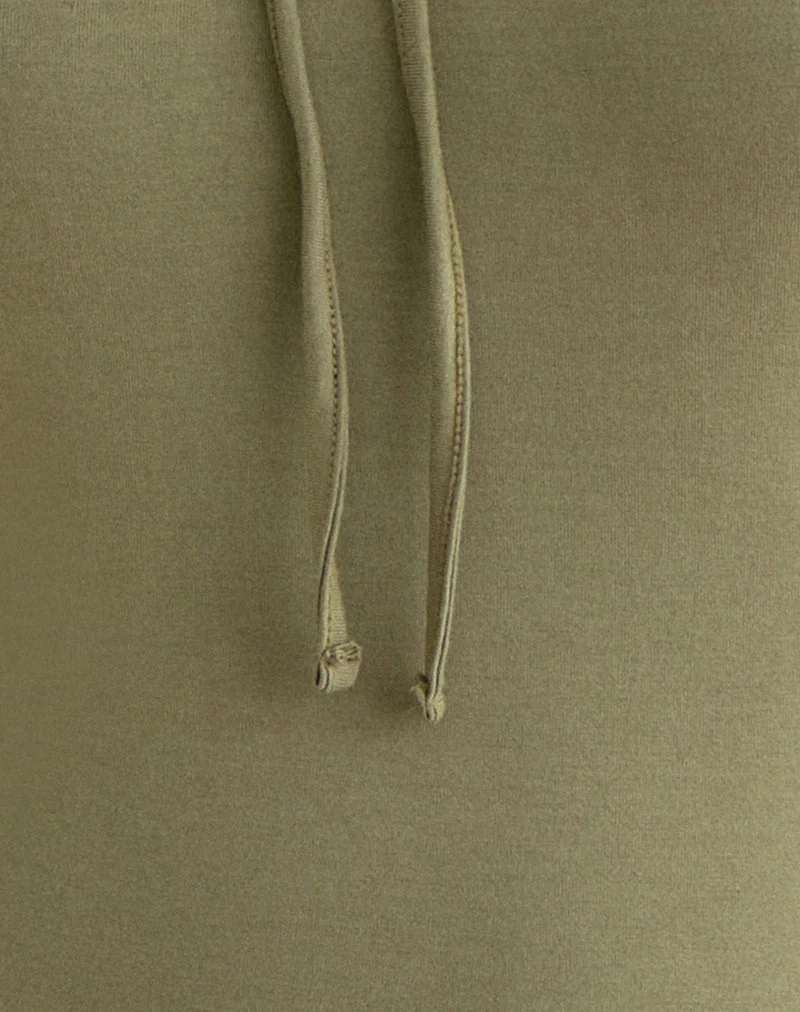Haut à manches longues Armel avec encolure en forme de trou de serrure, en jersey de rayonne, couleur kaki