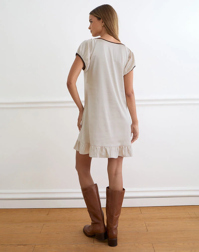 Mini-robe Rinari en satin champagne
