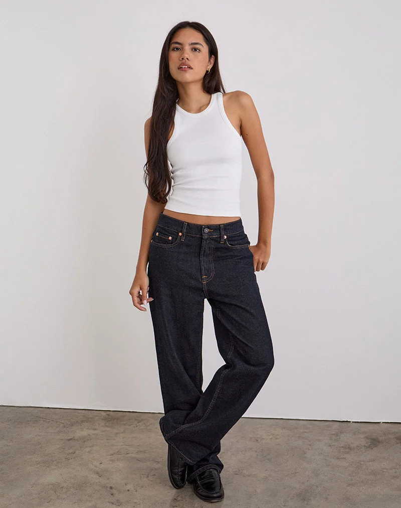 Jean parallèle slim à taille basse, indigo