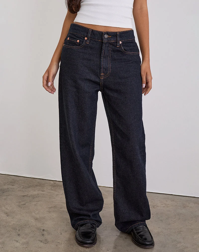 Jean parallèle slim à taille basse, indigo