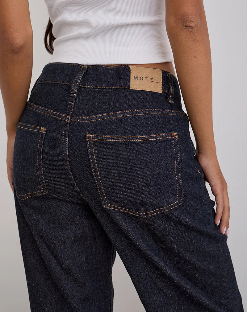 Jean parallèle slim à taille basse, indigo