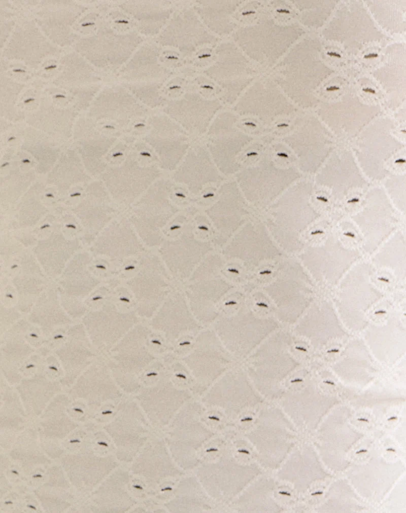 Fukama - Top sans manches en broderie stretch crème