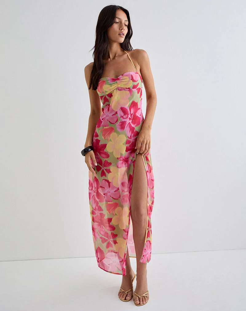 Fasha Maxi Dress in Bold Multi Colour Floral
