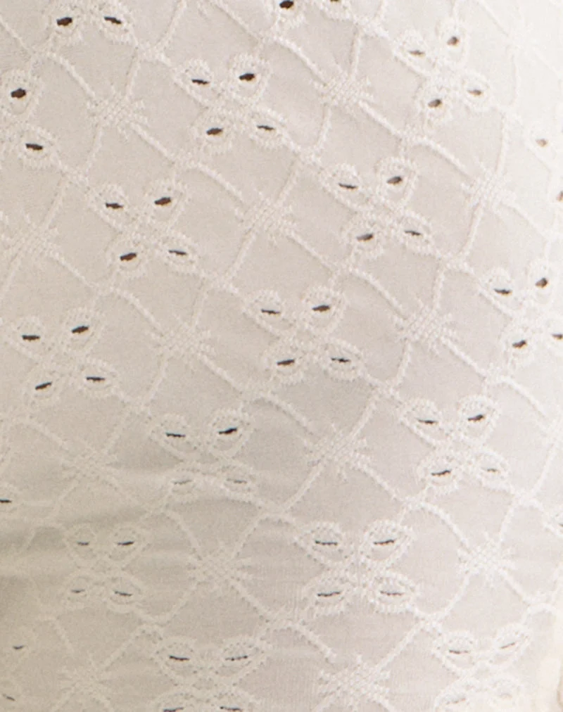 Short Shrine en broderie stretch crème