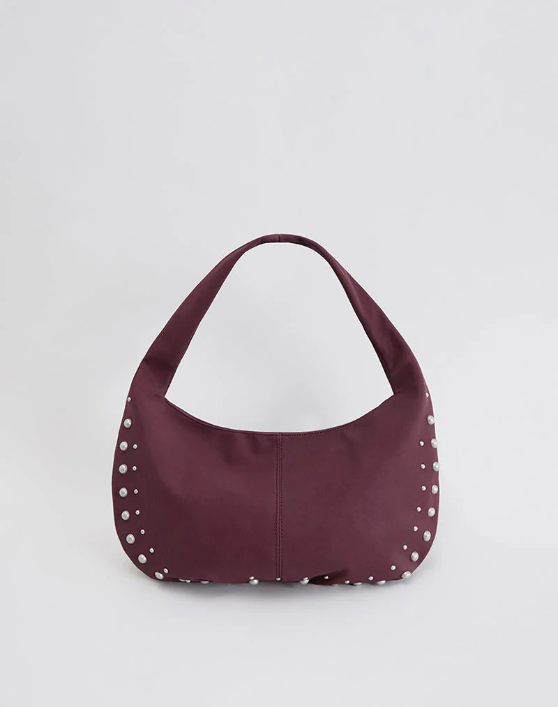 Sac souple clouté en bourgogne