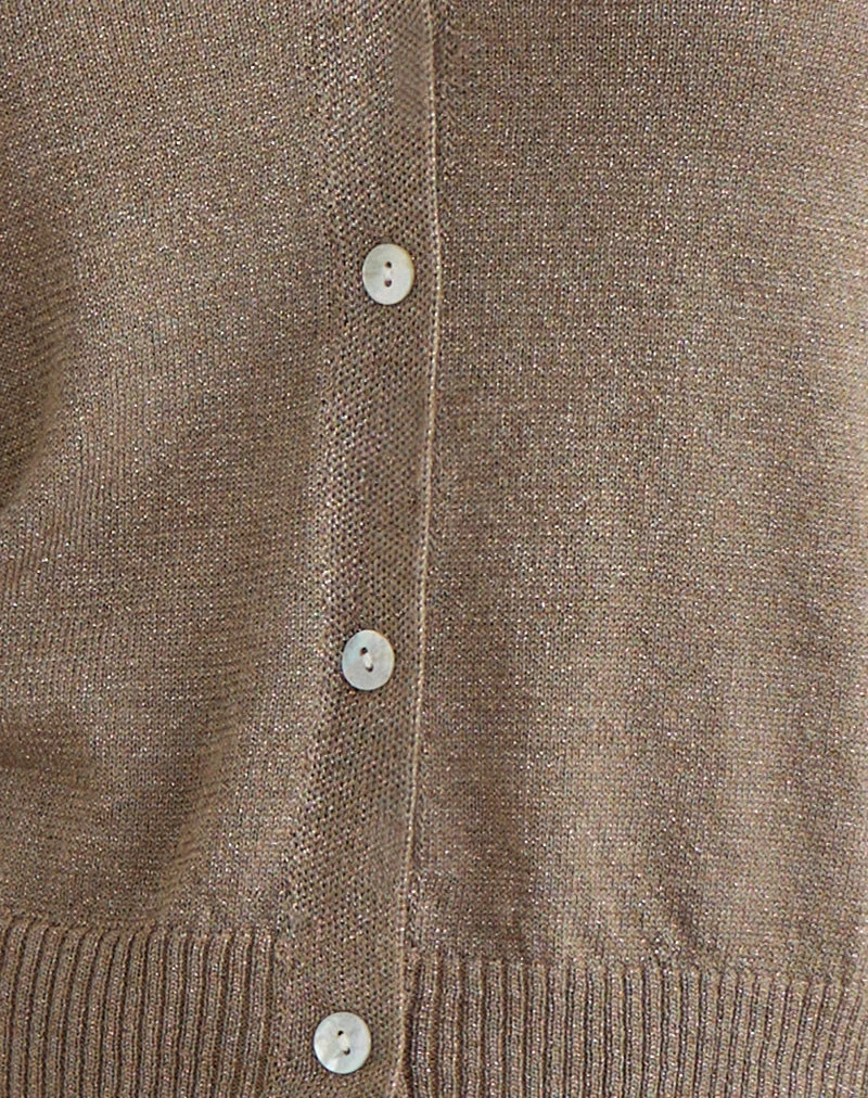 Cardigan à boutons Yunji en Lurex Gold