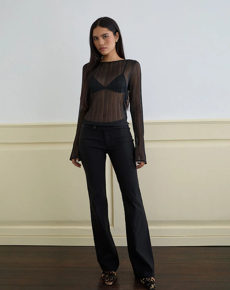 Top Saezuru en mousseline Plisse Shimmer Black