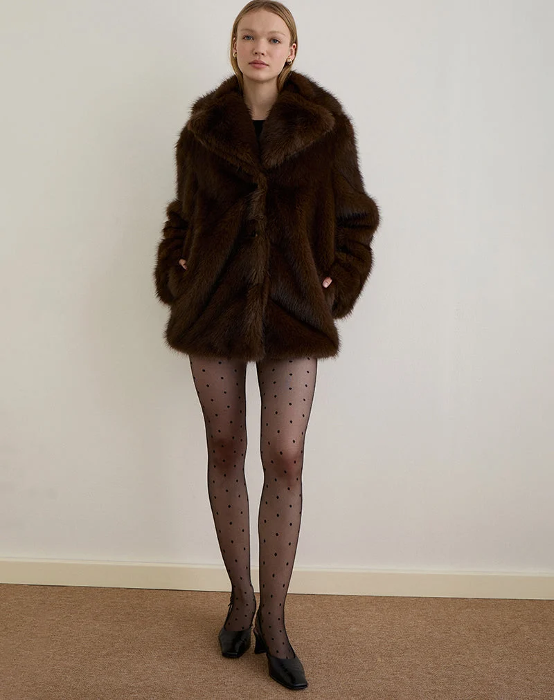 Veste Pepita en fausse fourrure marron foncé