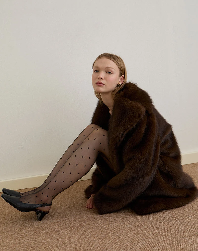Veste Pepita en fausse fourrure marron foncé