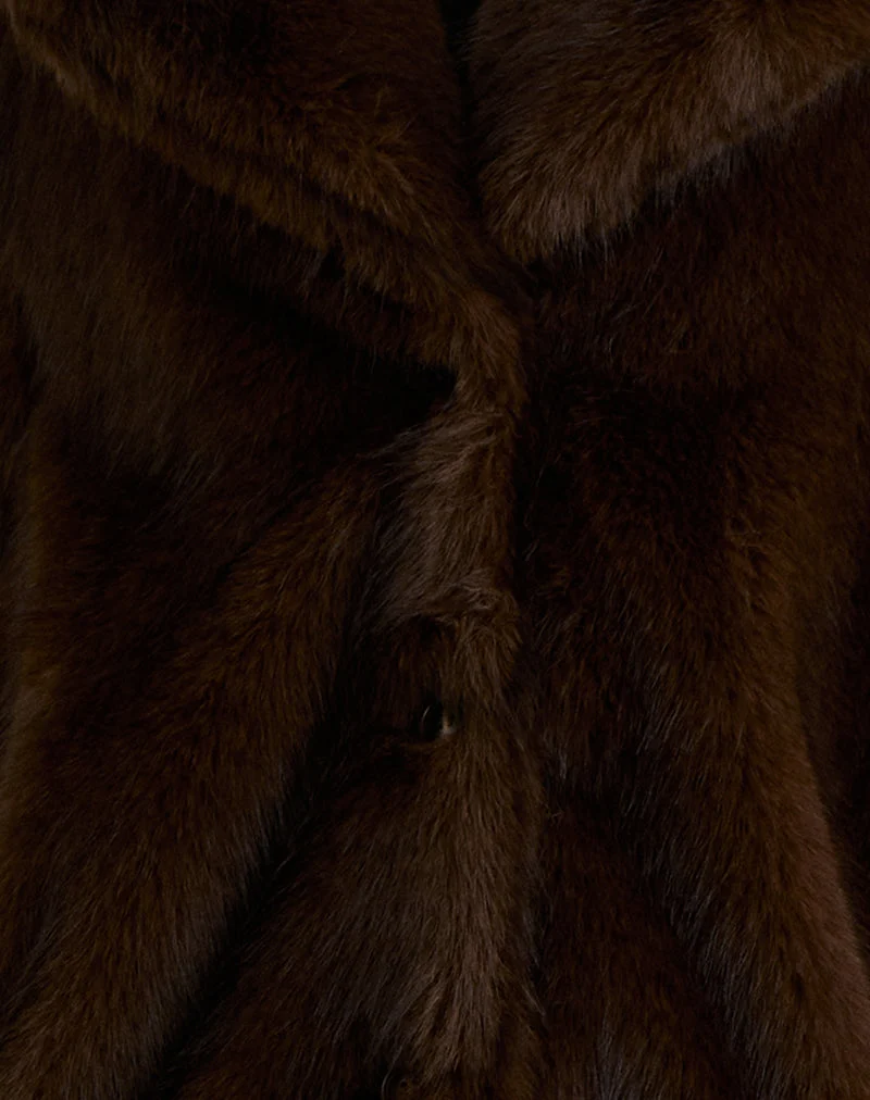 Veste Pepita en fausse fourrure marron foncé