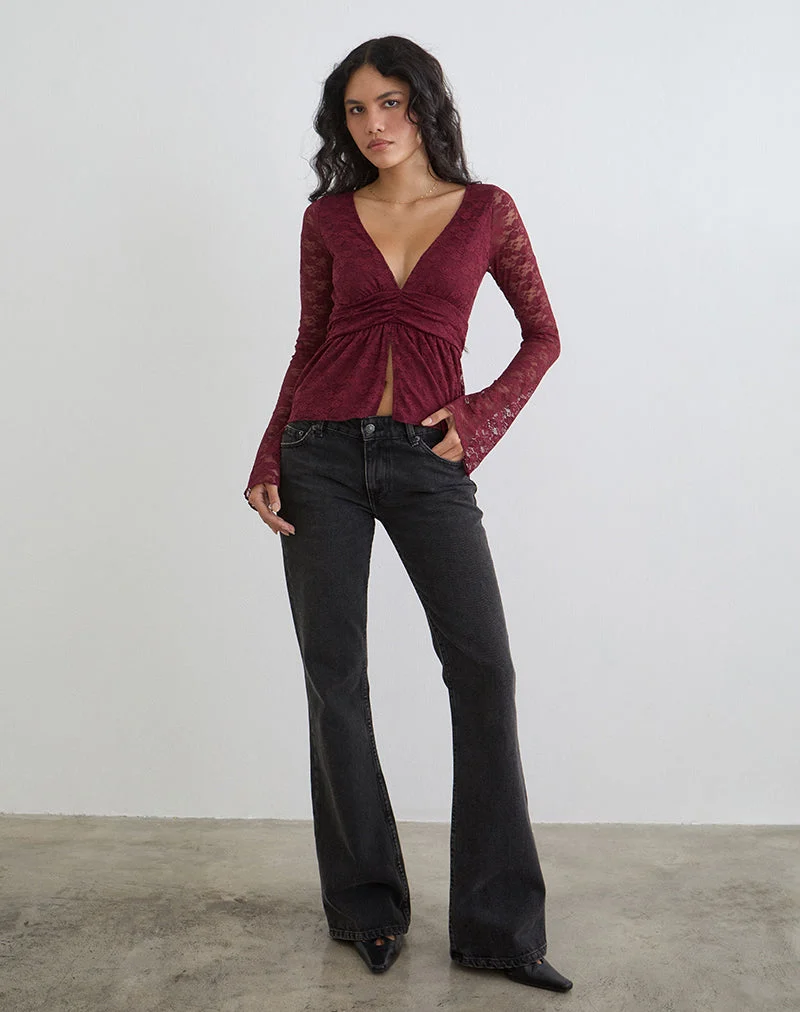 Haut papillon Milna en dentelle marron