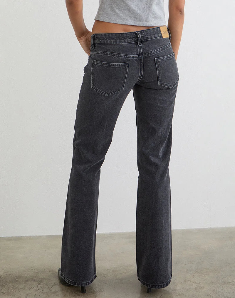 Jean extra taille basse évasé noir vintage