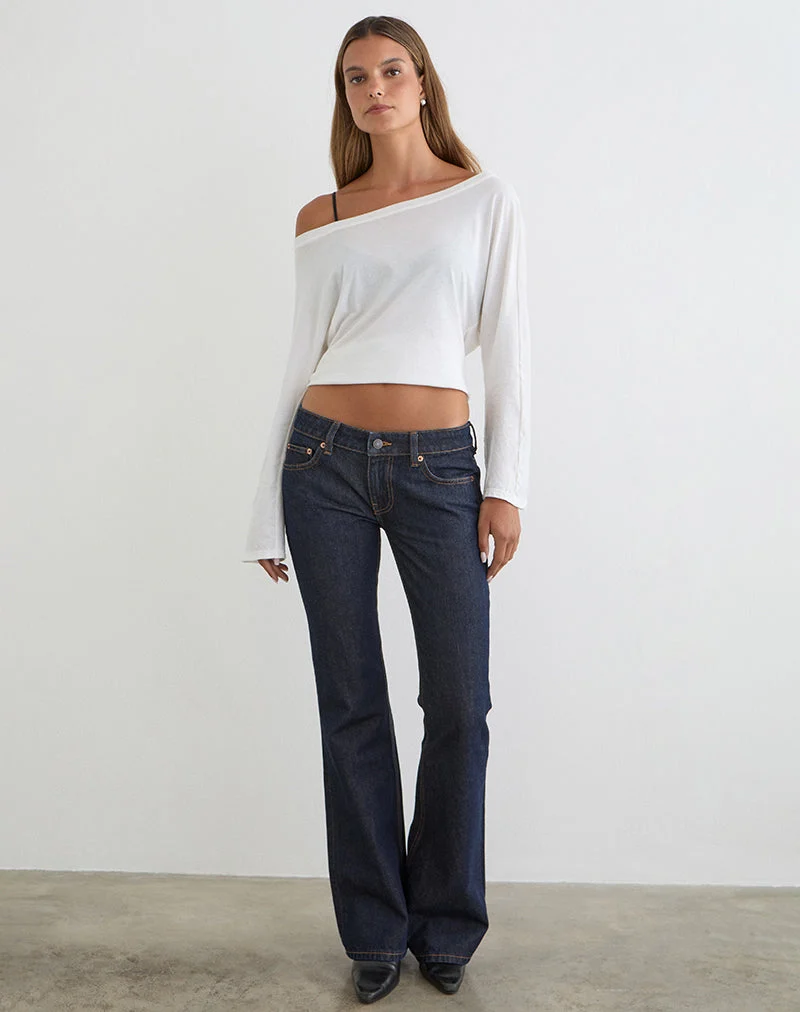 Jean extra taille basse évasé indigo