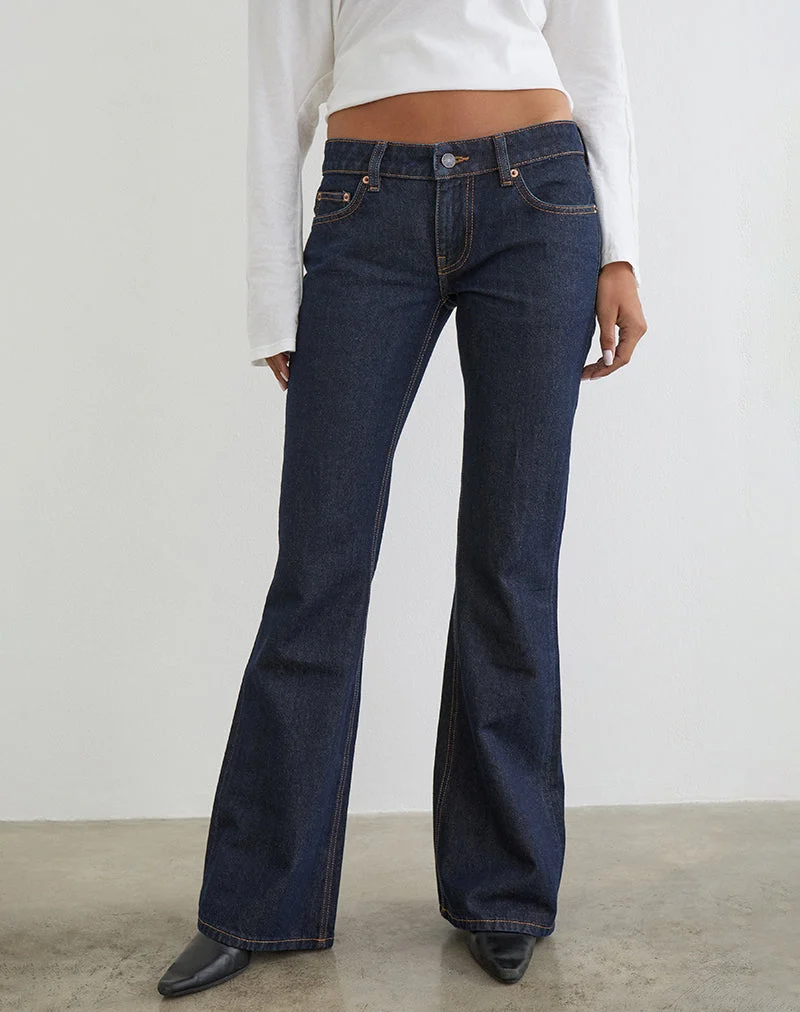 Jean extra taille basse évasé indigo