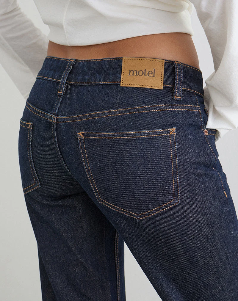 Jean extra taille basse évasé indigo