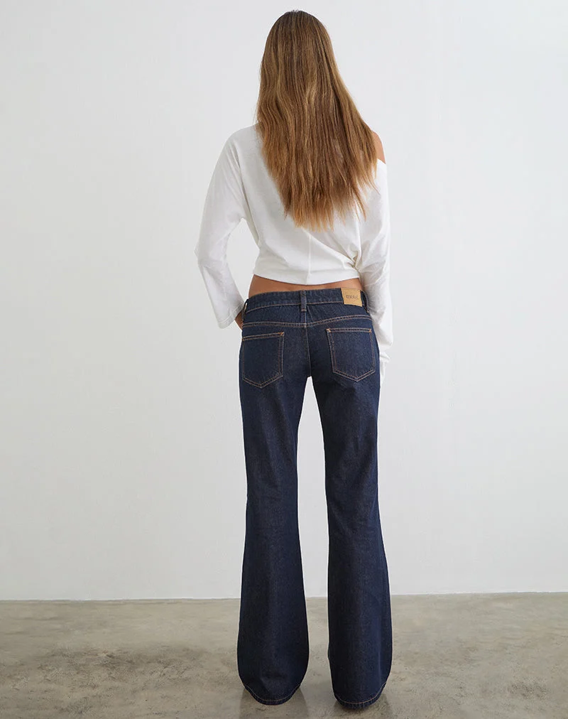 Jean extra taille basse évasé indigo