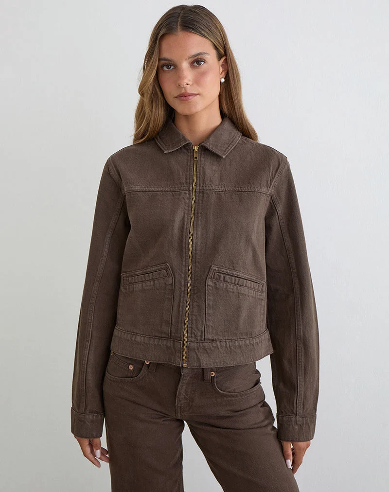 Veste cintrée en denim marron