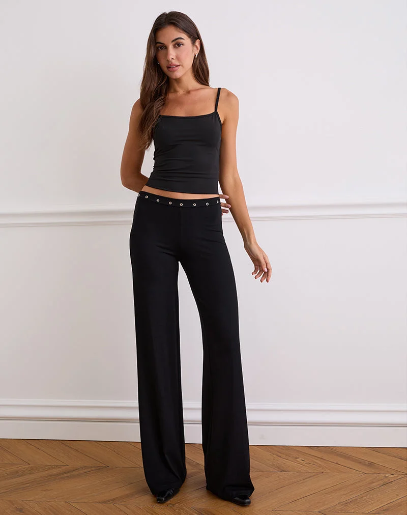 Pantalon à taille basse Dorala avec œillets en noir