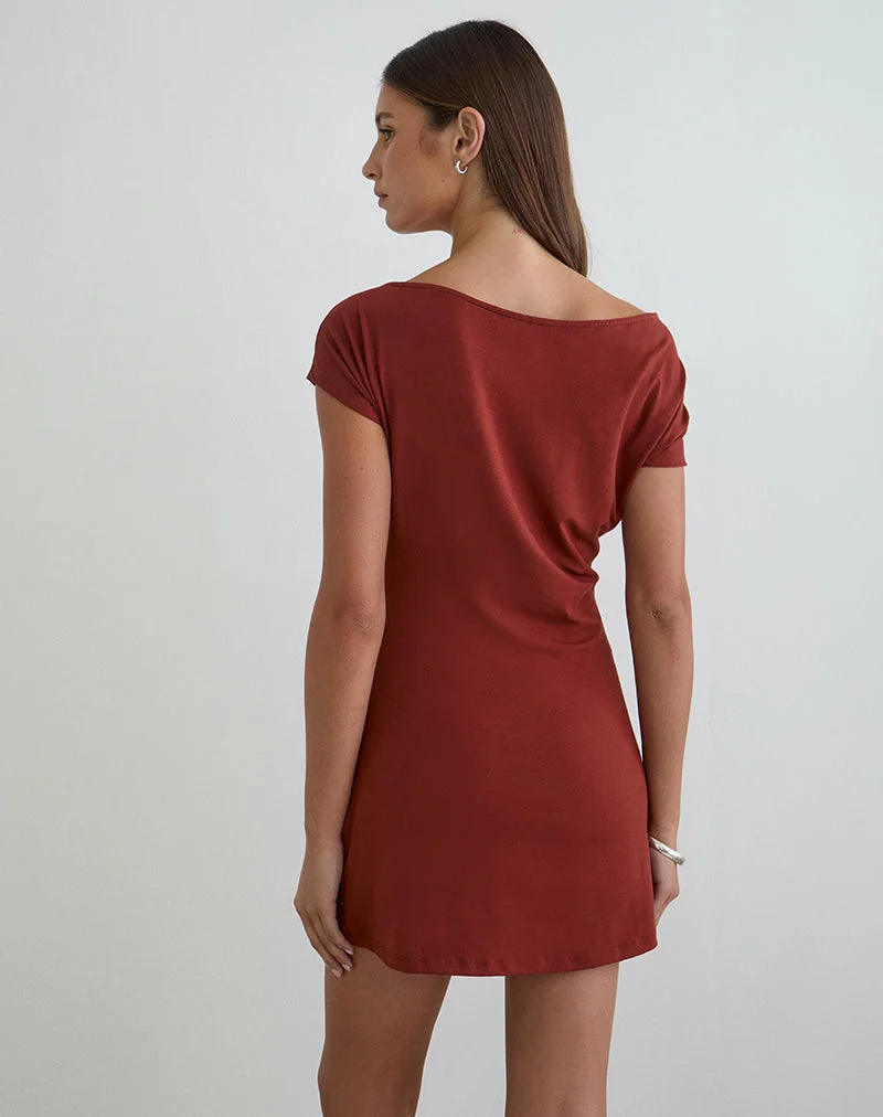 Mini-robe Genya en jersey couleur brique cuite