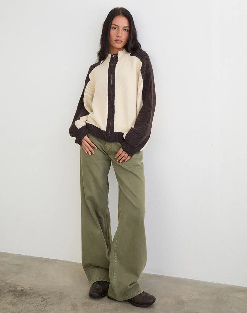 Pull Asrar en maille crème et marron