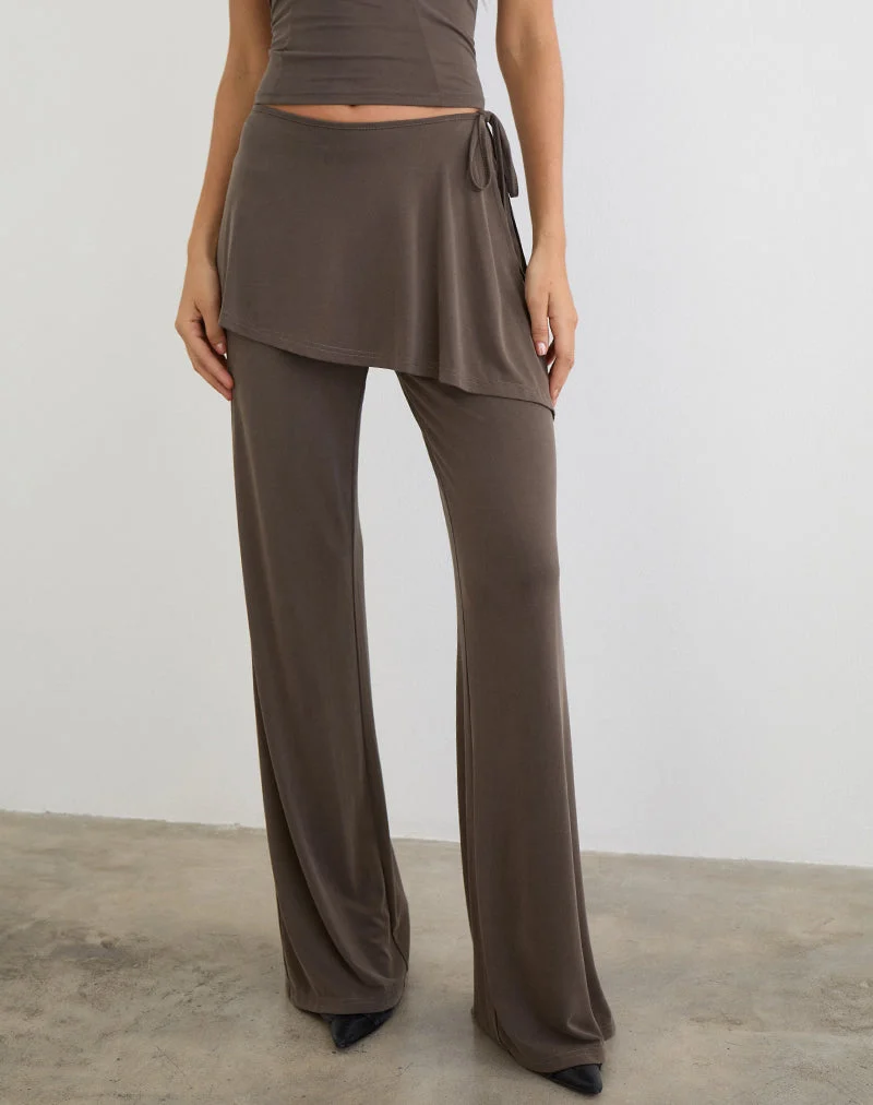 Jupe-culotte Amata en cupro marron foncé
