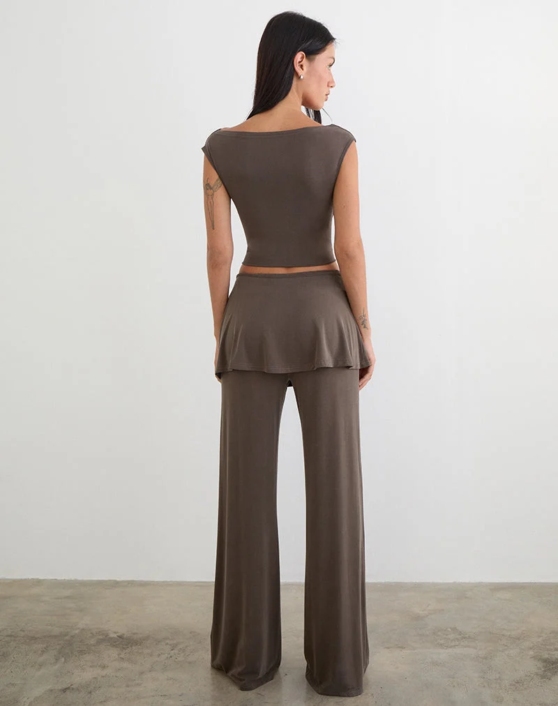 Jupe-culotte Amata en cupro marron foncé