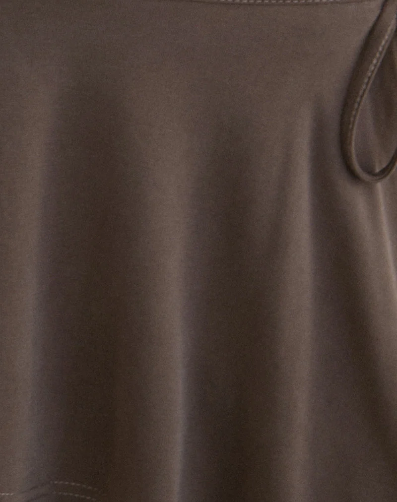 Jupe-culotte Amata en cupro marron foncé