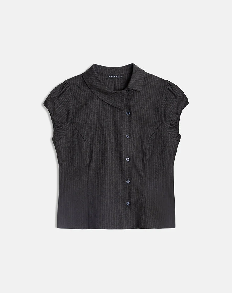 Chemise asymétrique Telese à fines rayures gris foncé