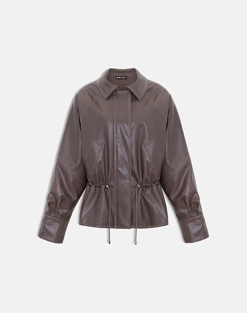 Veste Jannik en PU marron foncé