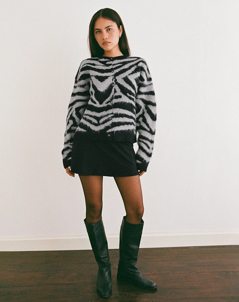 Cardigan Liliana en tricot Big Zebra noir et gris