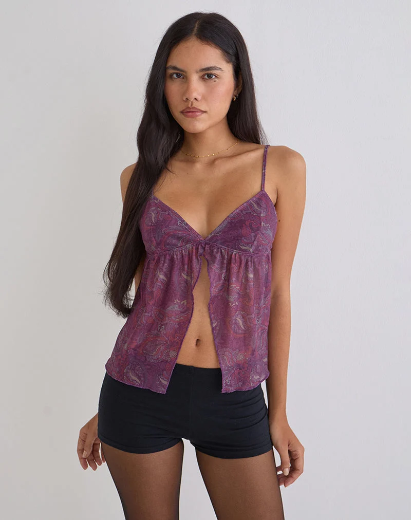 Haut papillon Nukara en violet paisley royal
