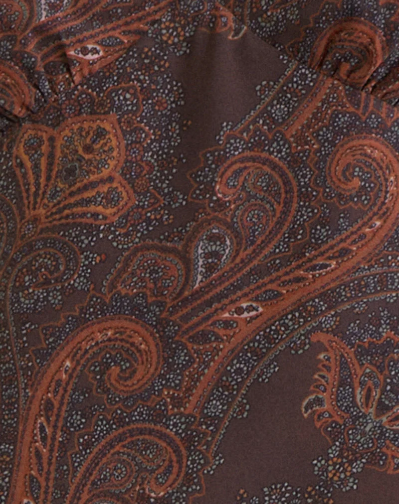 Haut à manches longues Karilo en mousseline Royal Paisley Burgundy