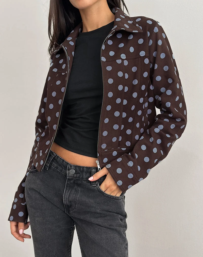 Veste Quorra en marron à pois monochromes