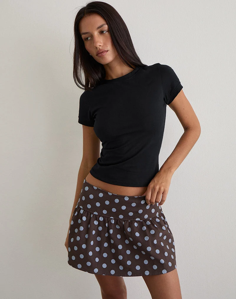 Mini-jupe plissée Jolea à pois marron uni