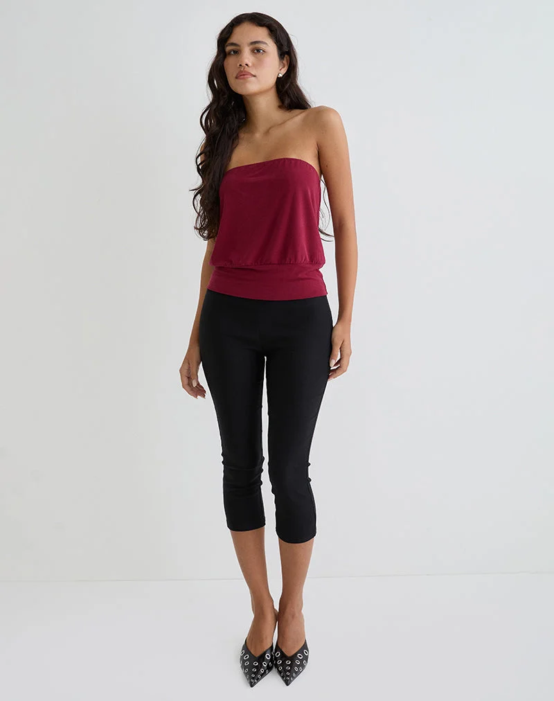 Top bandeau Leocadia en cupro rouge foncé