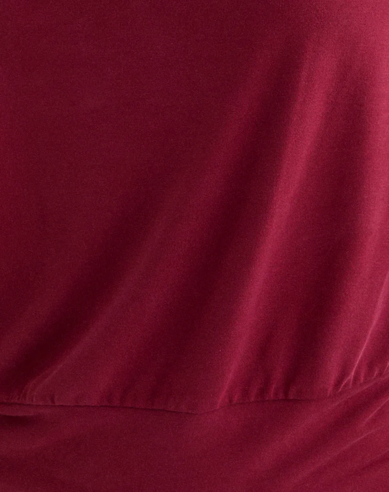 Top bandeau Leocadia en cupro rouge foncé