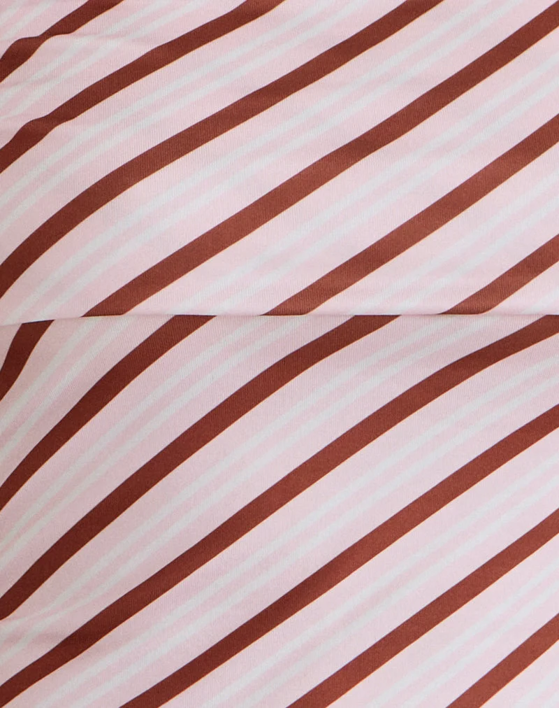 Sarla One Shoulder Top in Diagonal Stripe Pink (Top asymétrique à rayures diagonales)
