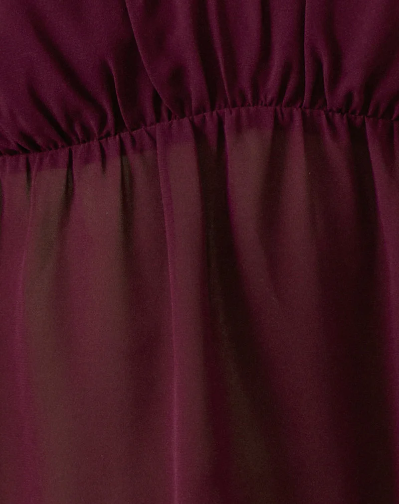 Cami Top Camden en mousseline de satin Bourgogne