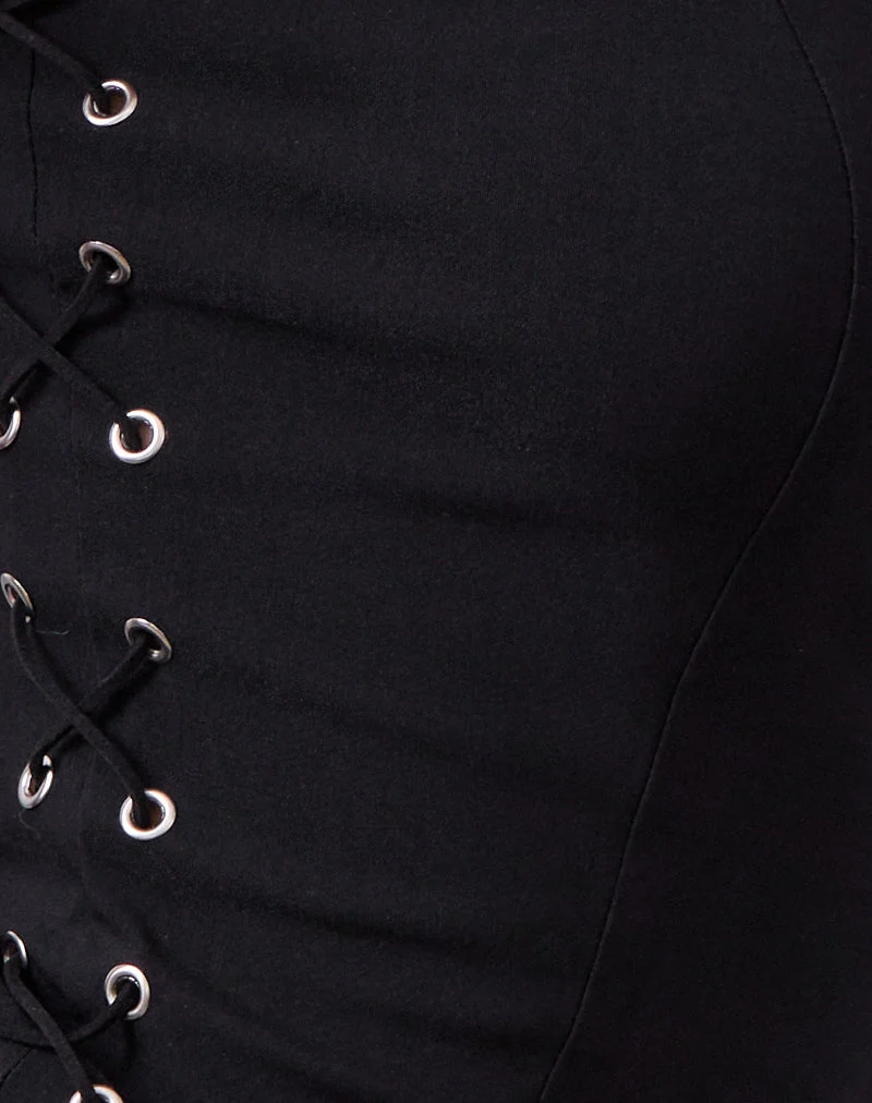 Avira Lace Up Bandeau Top in Tailoring Black