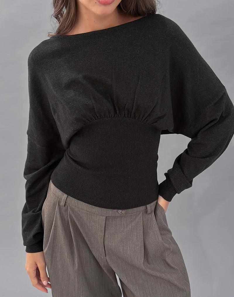 Pull Arvel en tricot anthracite