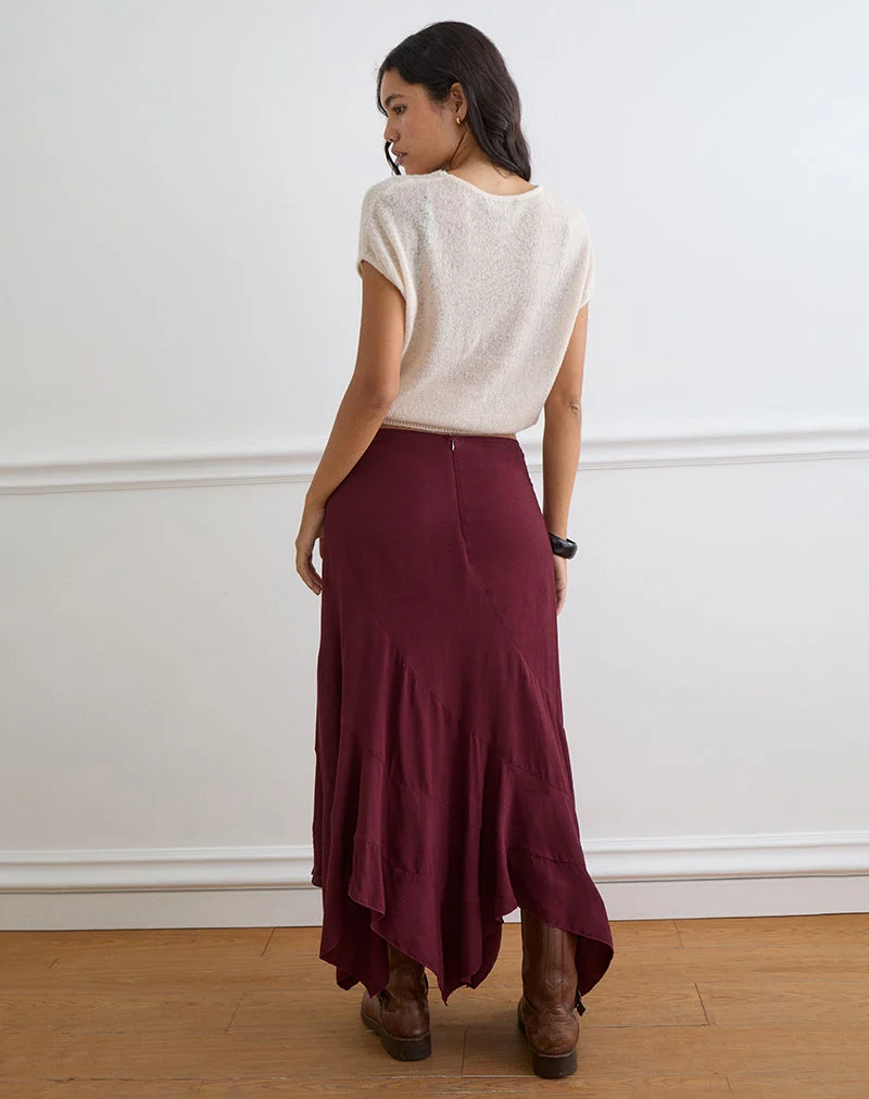 Jupe longue Rombe, couleur bordeaux