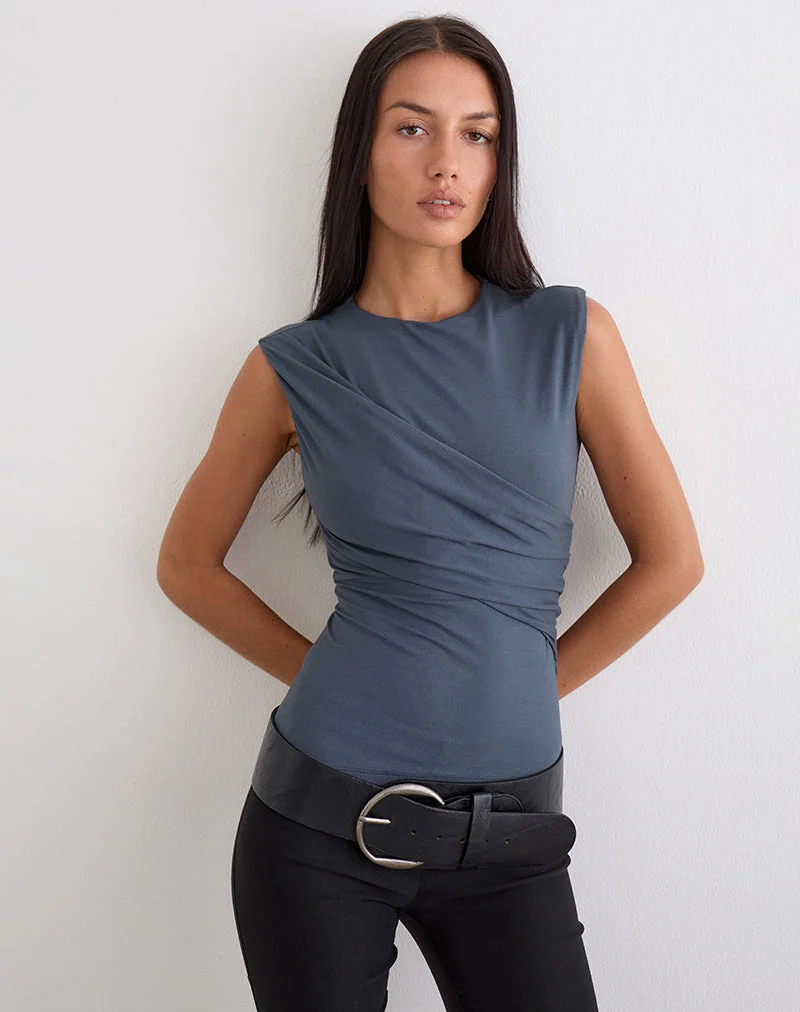 Haut croisé Otso Twist en jersey de rayonne, couleur Ocean Storm