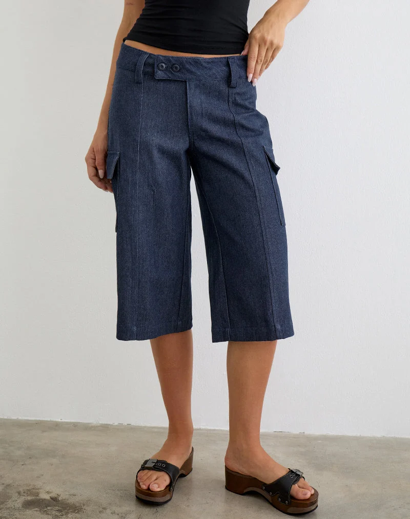 Pantalon Capri Bensen en denim chambray bleu