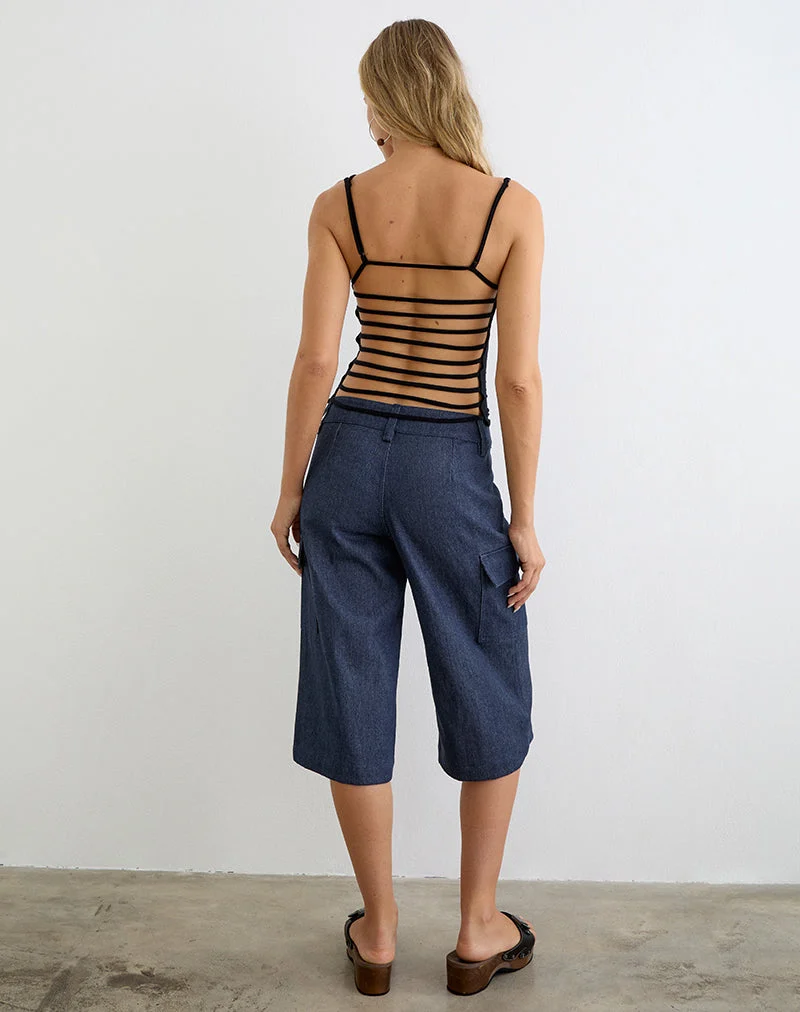 Pantalon Capri Bensen en denim chambray bleu