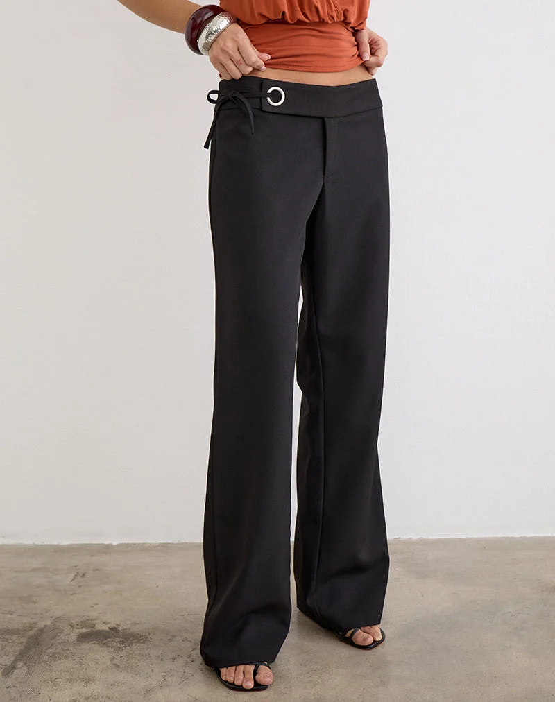 Pantalon de tailleur à cravate Tova, noir