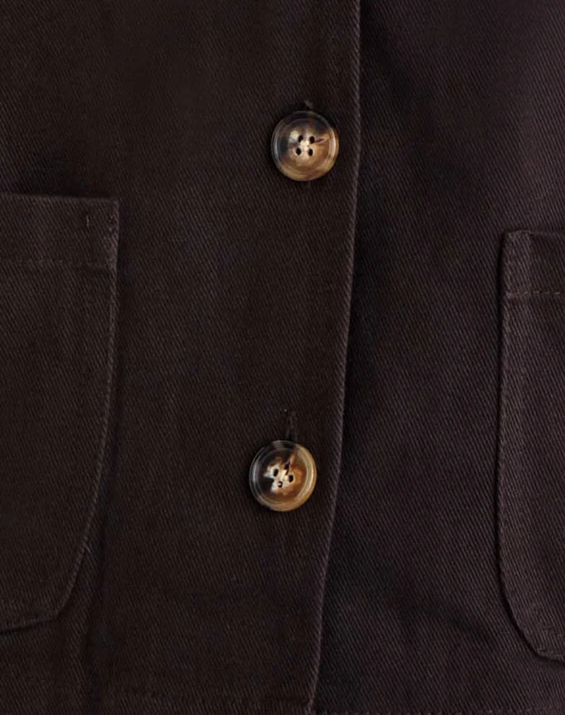 Veste Calva Boxy en brun chocolat